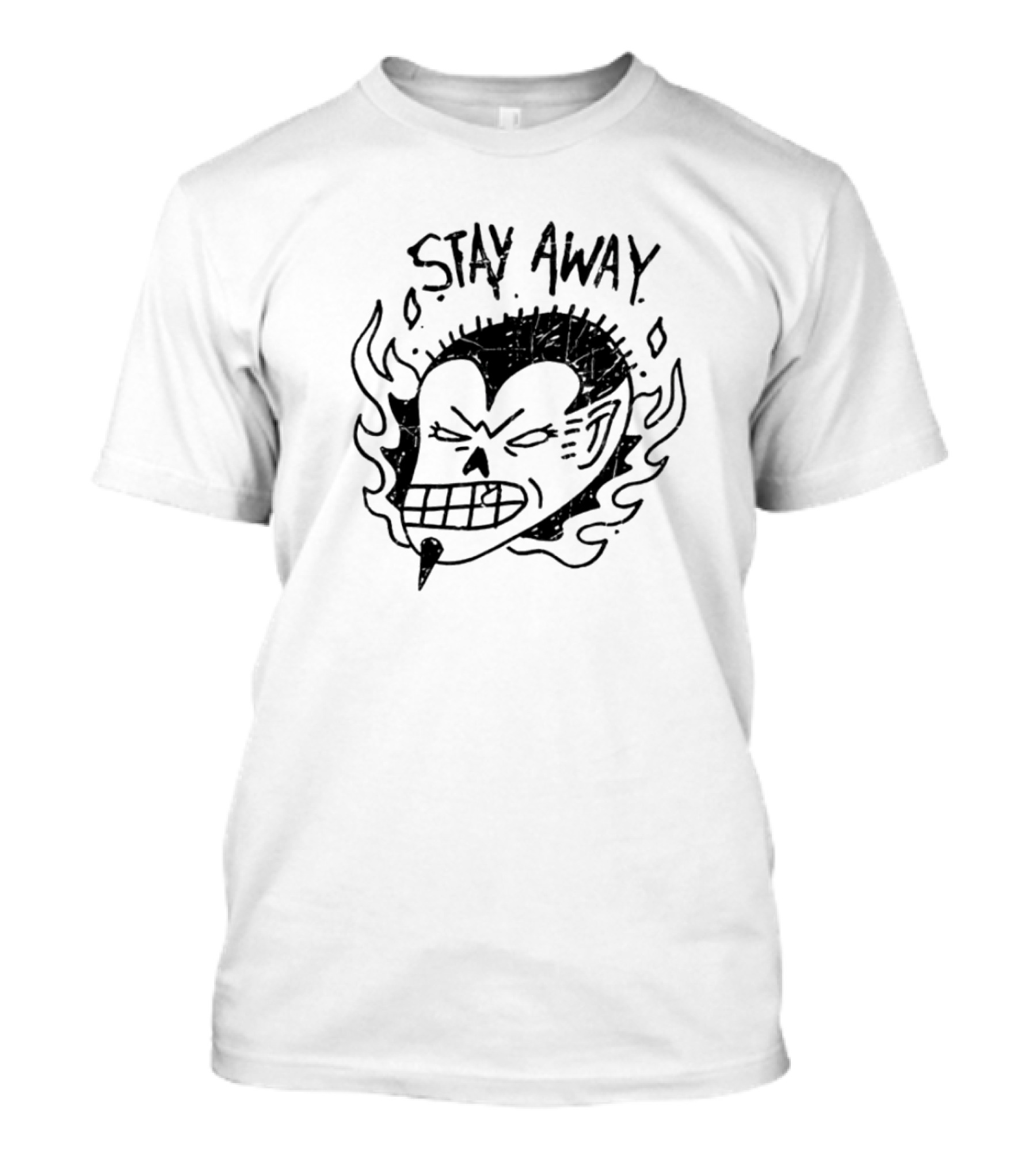 Stay Away Vampire Skull Flame Outline T-Shirt