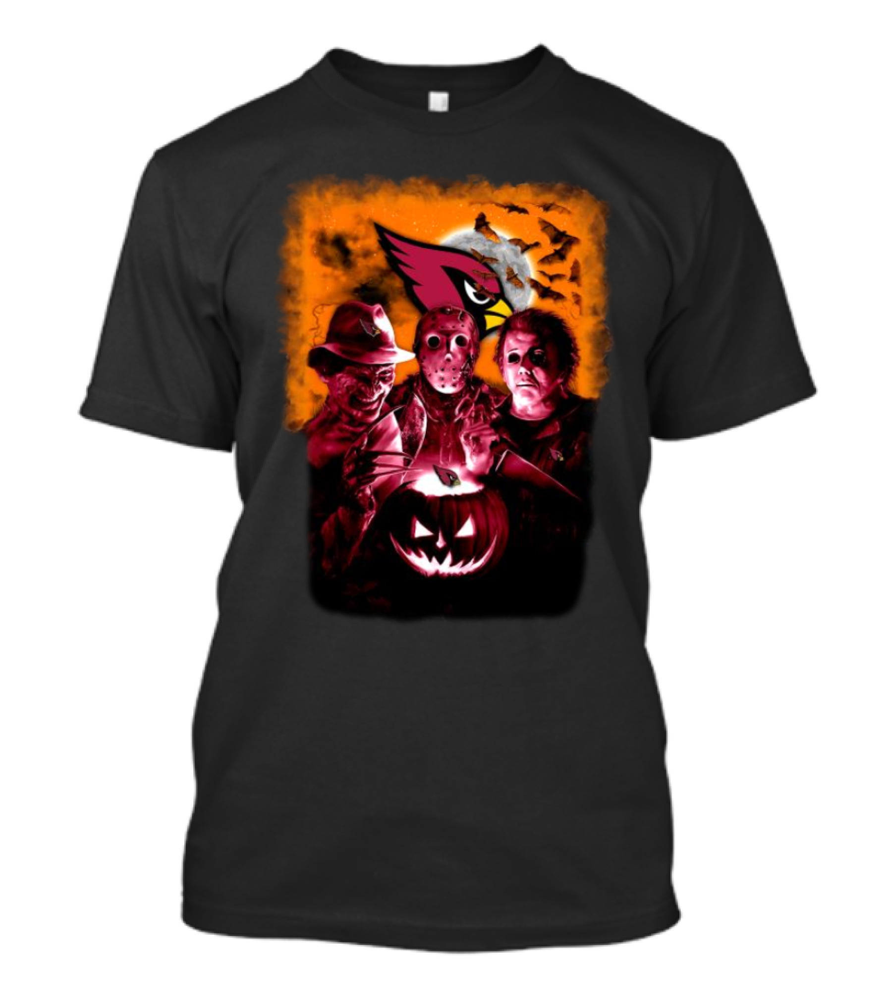 Halloween Horror Freddy Krueger Jason Voorhees Michael Myers Arizona Cardinals Mashup T-Shirt