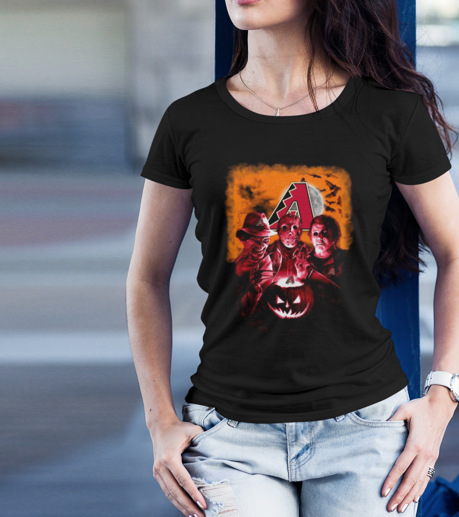 Freddy Krueger Jason Voorhees Michael Myers Arizona Diamondbacks Halloween Horror Movie Mashup T-Shirt