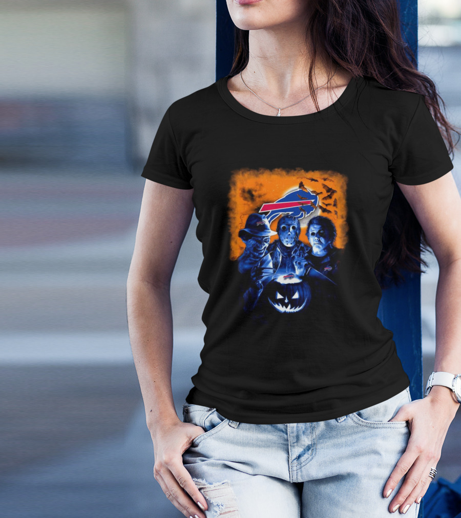 Buffalo Bills Halloween Horror Movies Freddy Krueger Jason Voorhees Michael Myers T-Shirt