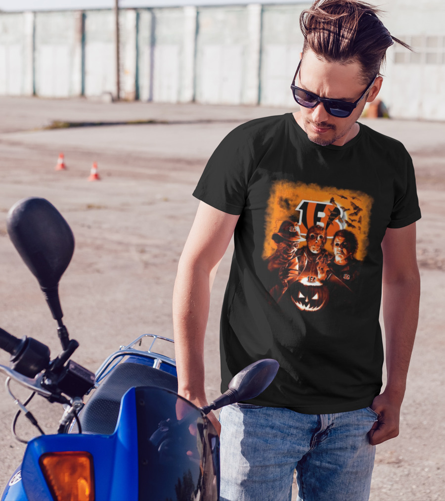 Freddy Krueger Jason Voorhees Michael Myers Cincinnati Bengals Halloween Horror Movies T-Shirt