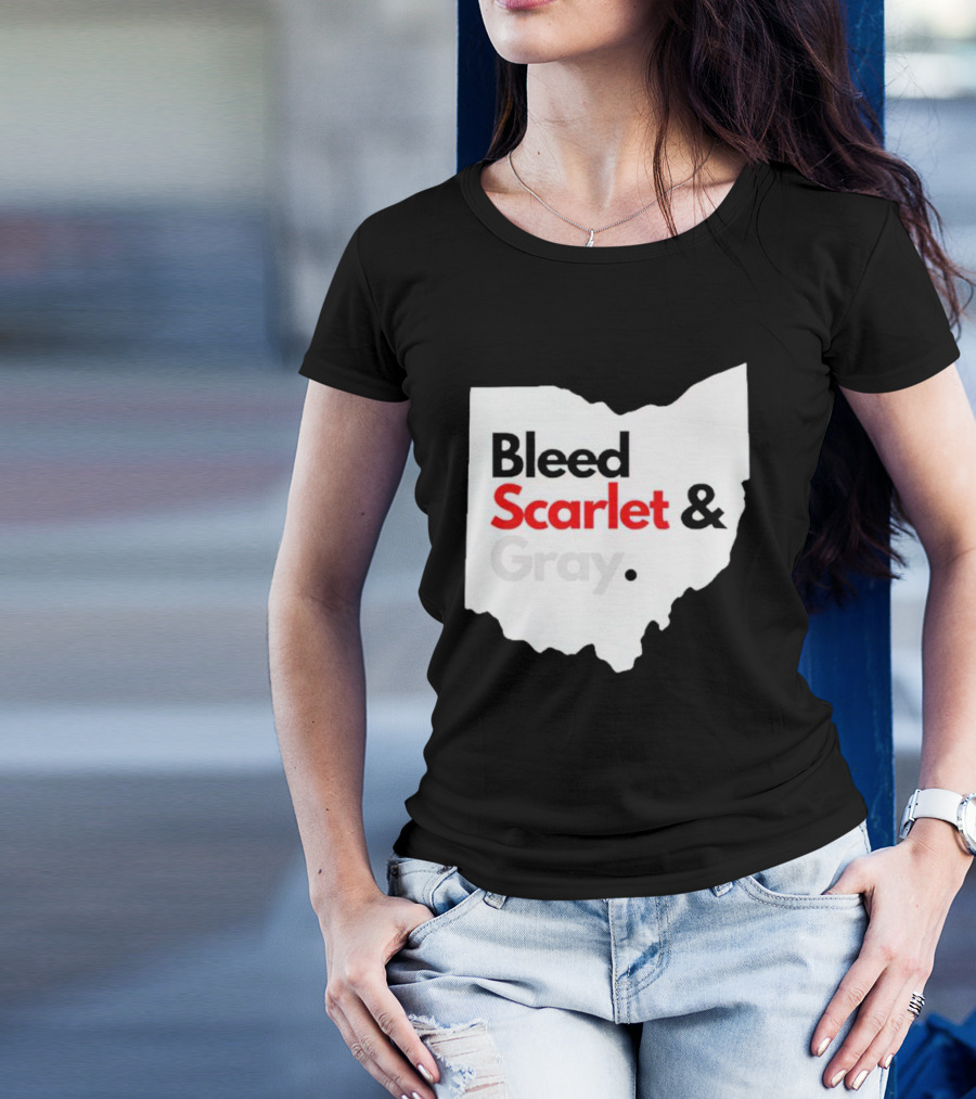 Ohio State Buckeyes Bleed Scarlet And Gray Map T-Shirt