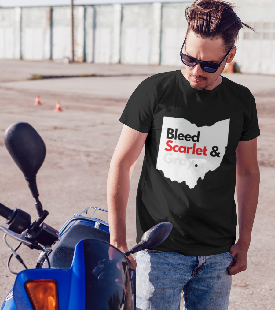 Ohio State Buckeyes Bleed Scarlet And Gray Map T-Shirt