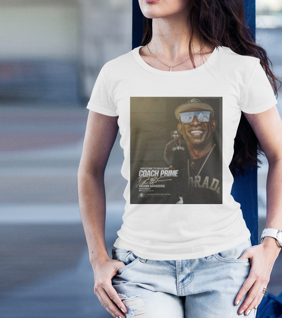 Welcome To Boulder Coach Prime Deion Sanders Colorado Buffaloes Head Coach T-Shirt