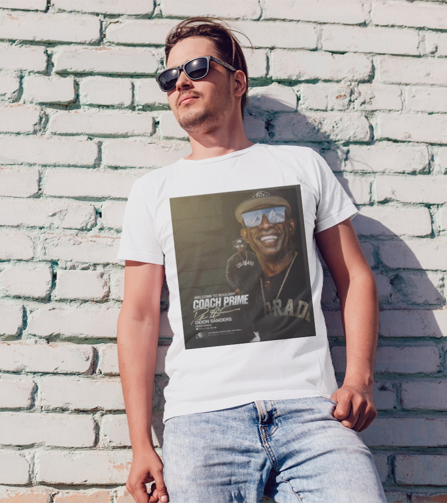 Welcome To Boulder Coach Prime Deion Sanders Colorado Buffaloes Head Coach T-Shirt