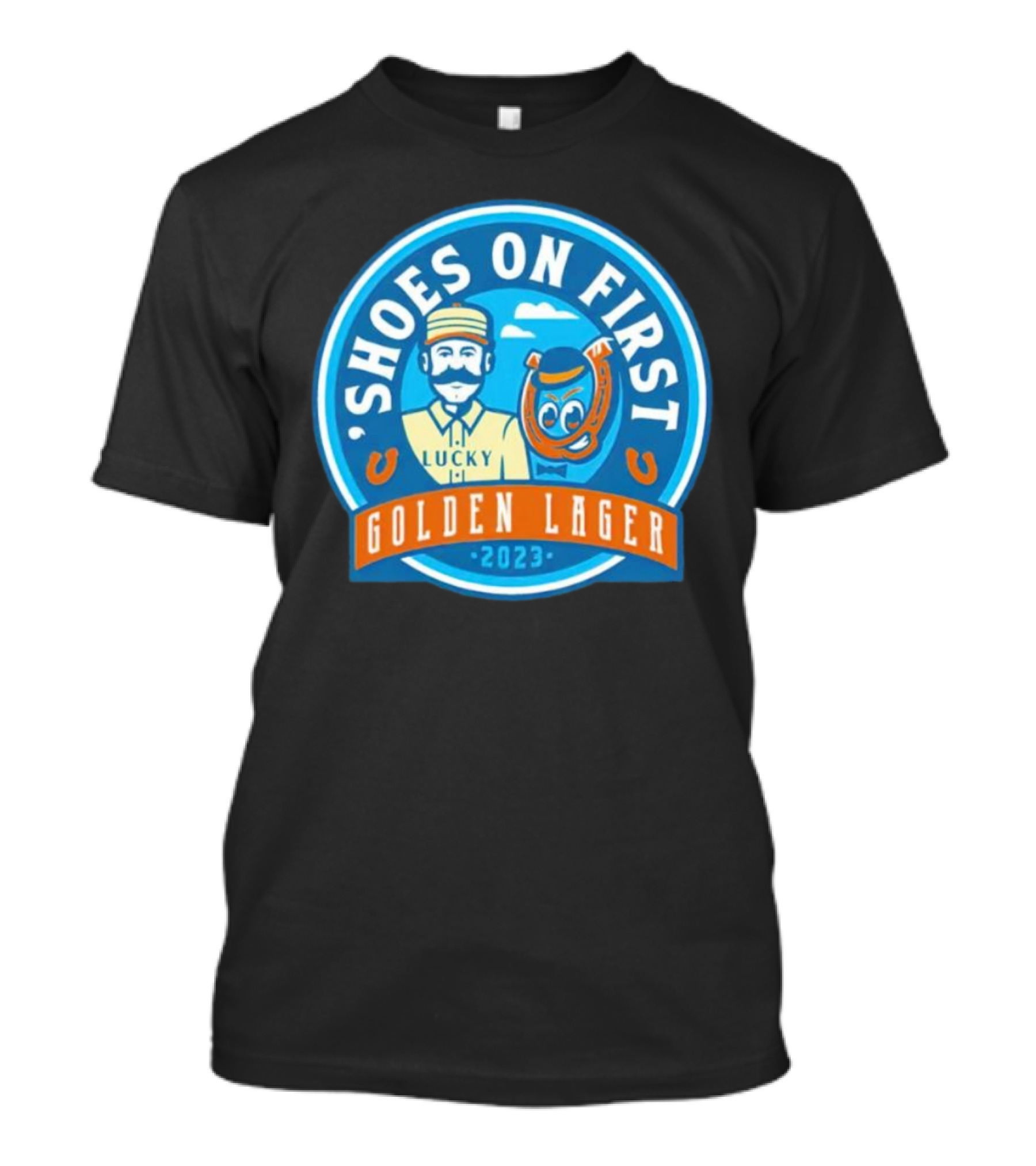 'Shoes On First Lucky Golden Lager 2023' T-Shirt