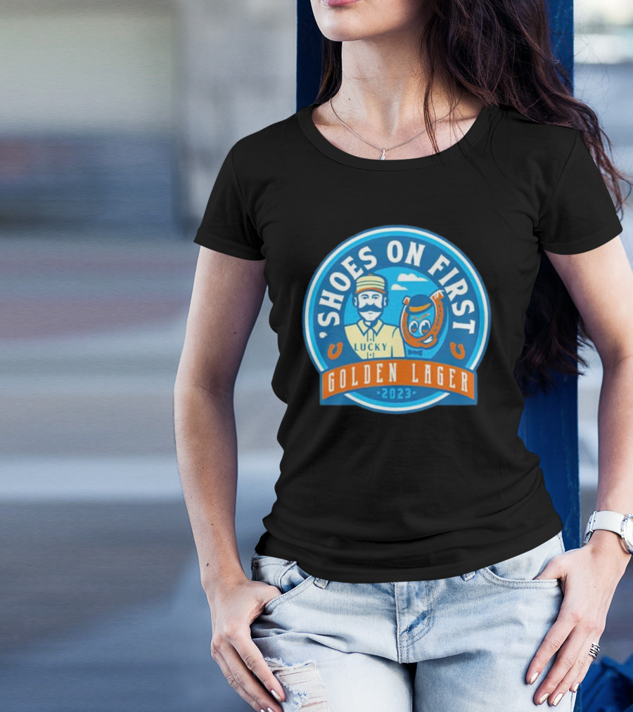 'Shoes On First Lucky Golden Lager 2023' T-Shirt