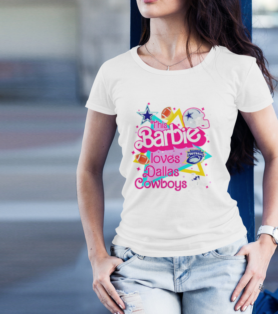 This Barbie Loves Dallas Cowboys Star Helmet Football T-Shirt