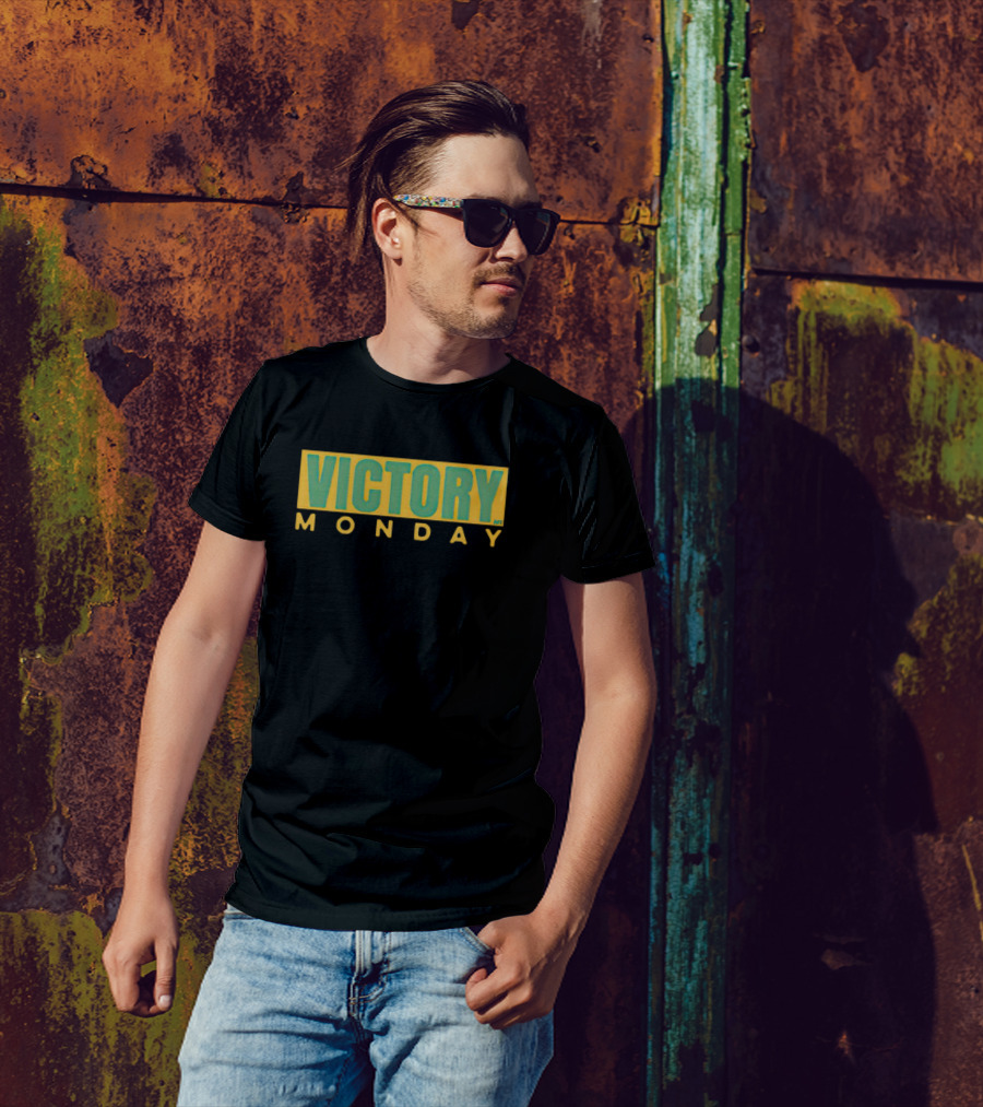 Victory Monday Green And Yellow Football Fan T-Shirt
