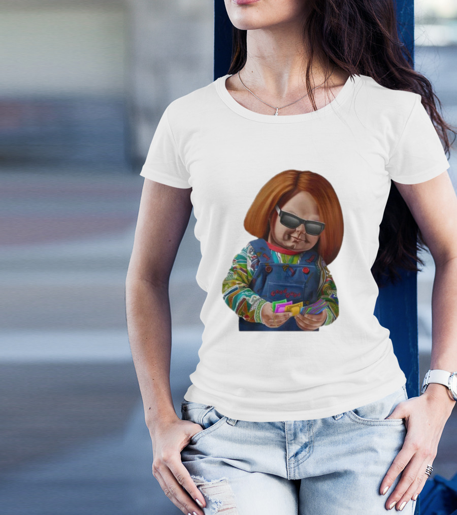Chucky Good Guys Child’s Play Halloween Icon With Sunglasses And Cards T-Shirt