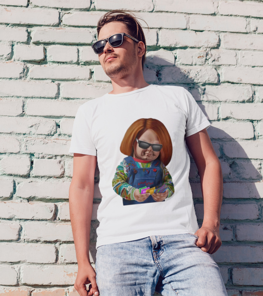 Chucky Good Guys Child’s Play Halloween Icon With Sunglasses And Cards T-Shirt
