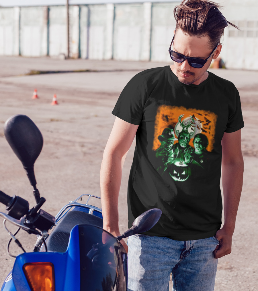 Horror Movies Freddy Krueger Jason Voorhees Michael Myers Milwaukee Bucks Halloween T-Shirt