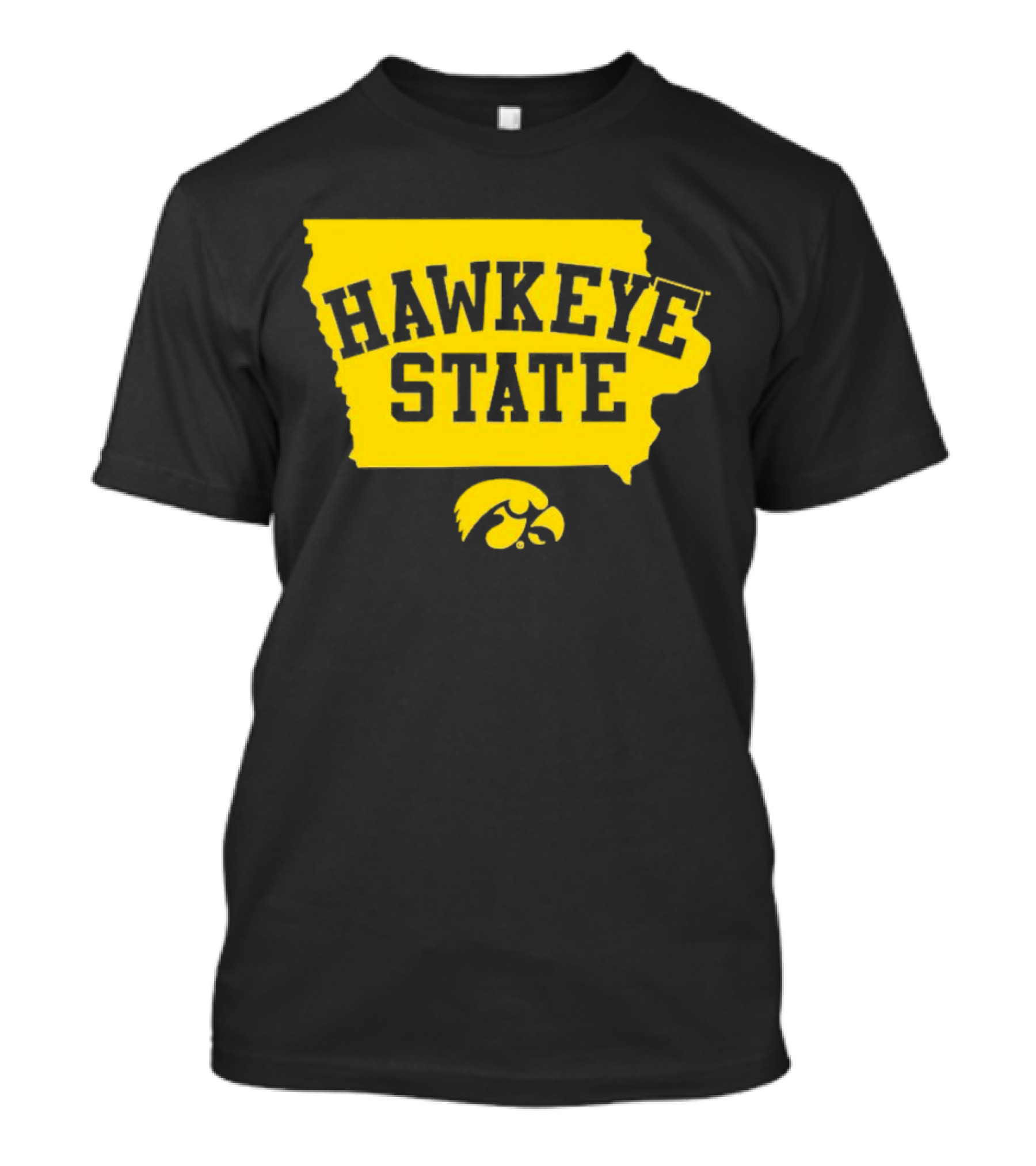 Iowa Hawkeye State Football Map Bold Yellow T-Shirt