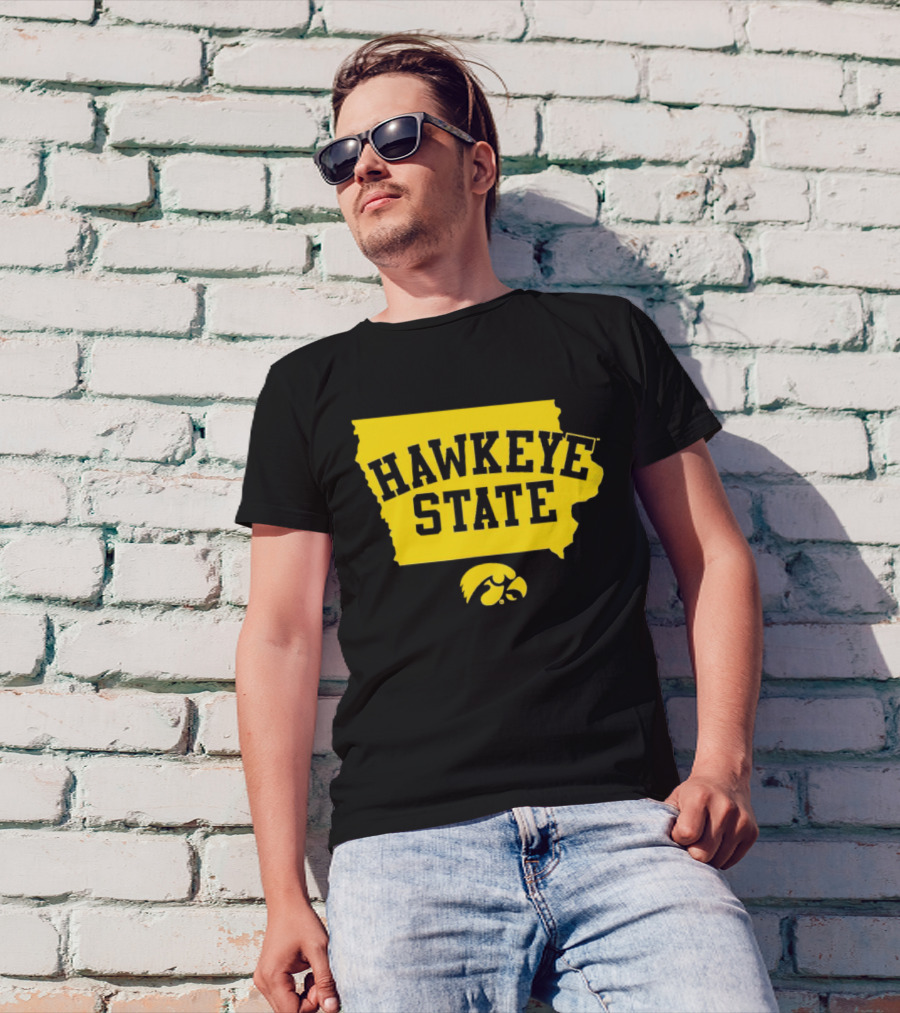 Iowa Hawkeye State Football Map Bold Yellow T-Shirt