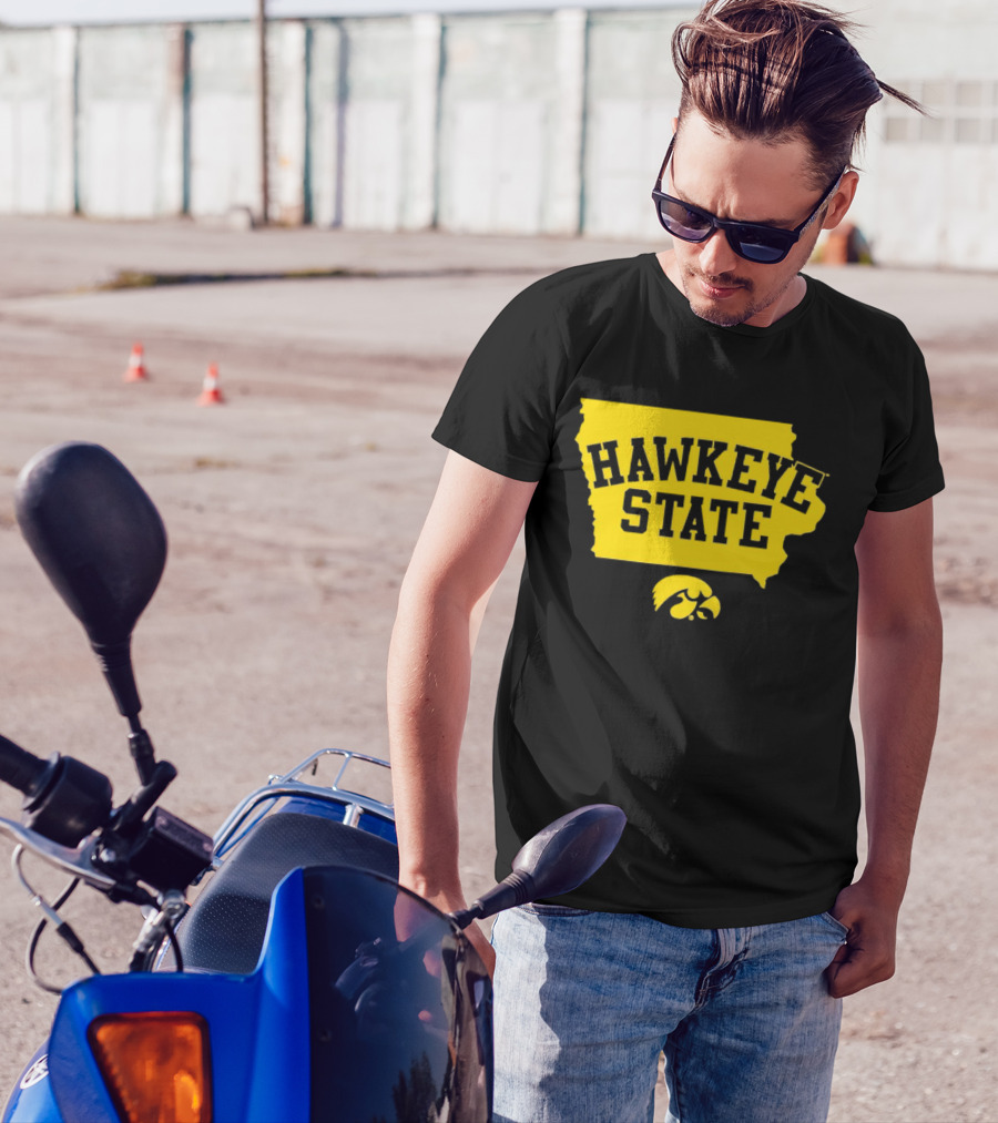 Iowa Hawkeye State Football Map Bold Yellow T-Shirt
