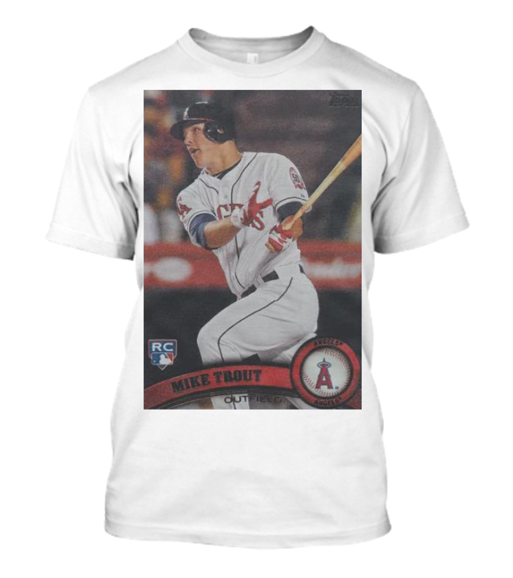 Mike Trout Rookie Card Topps Angels Outfield T-Shirt