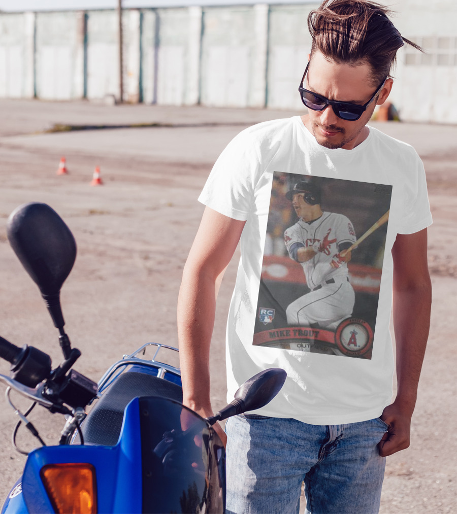 Mike Trout Rookie Card Topps Angels Outfield T-Shirt