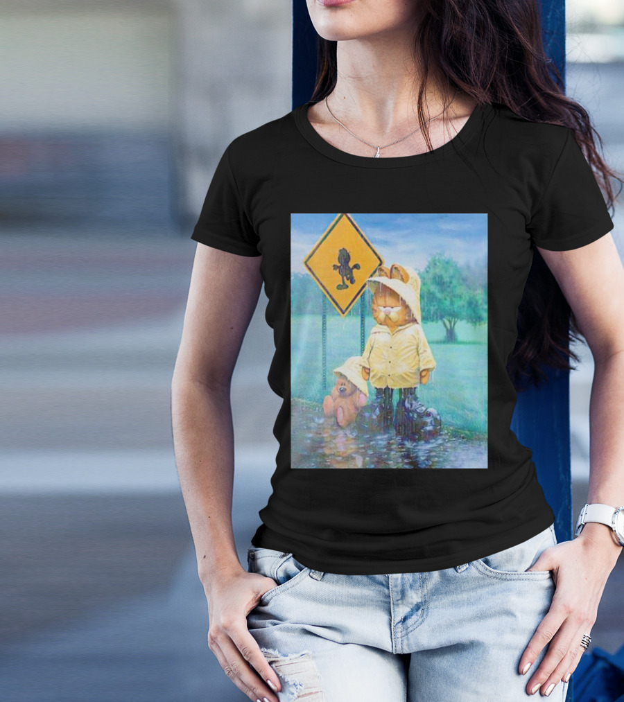 Garfield Rainy Day Yellow Jacket Relaxation T-Shirt