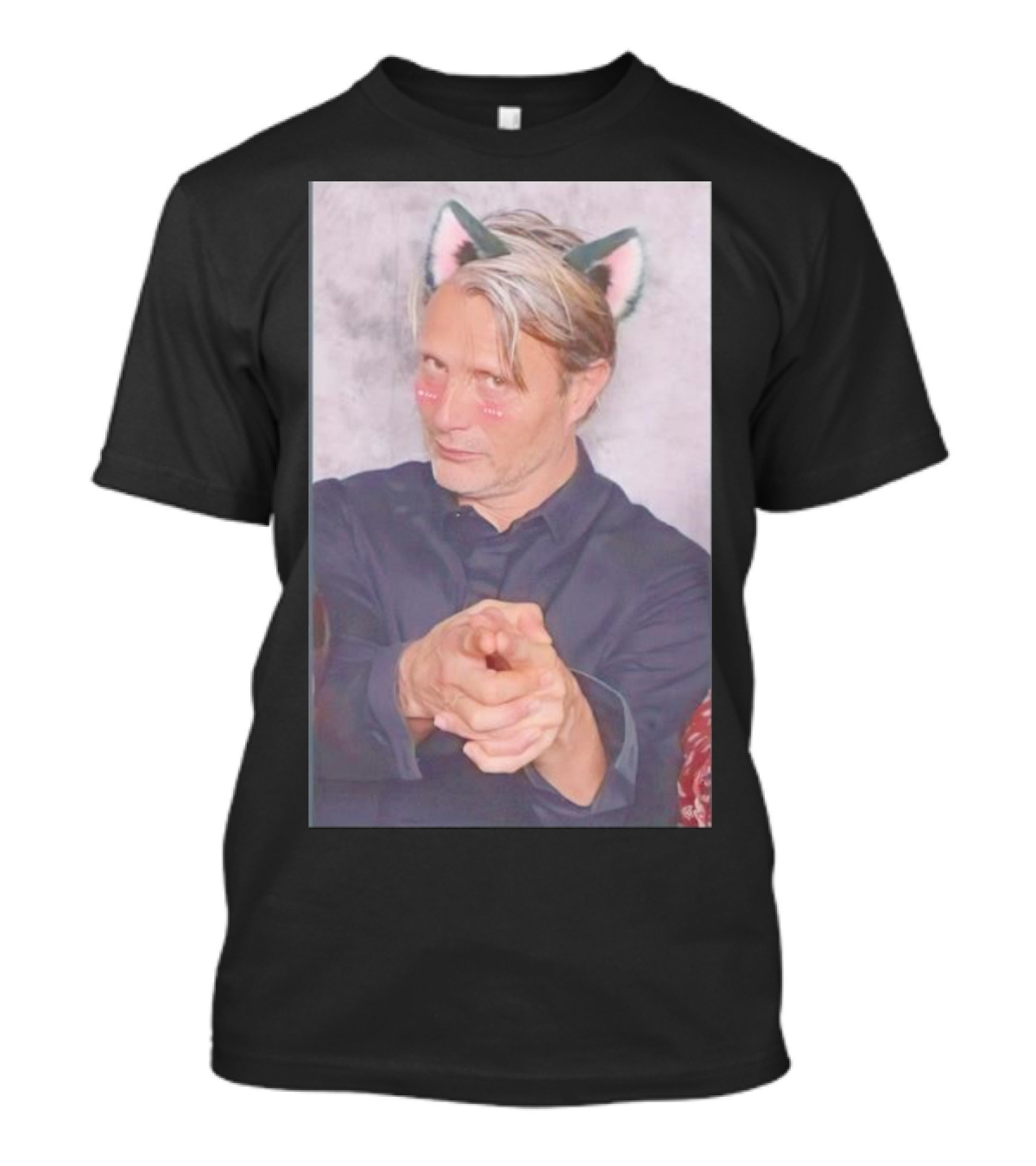 Catboy Mads Mikkelsen With Cat Ears And Anime Blush T-Shirt