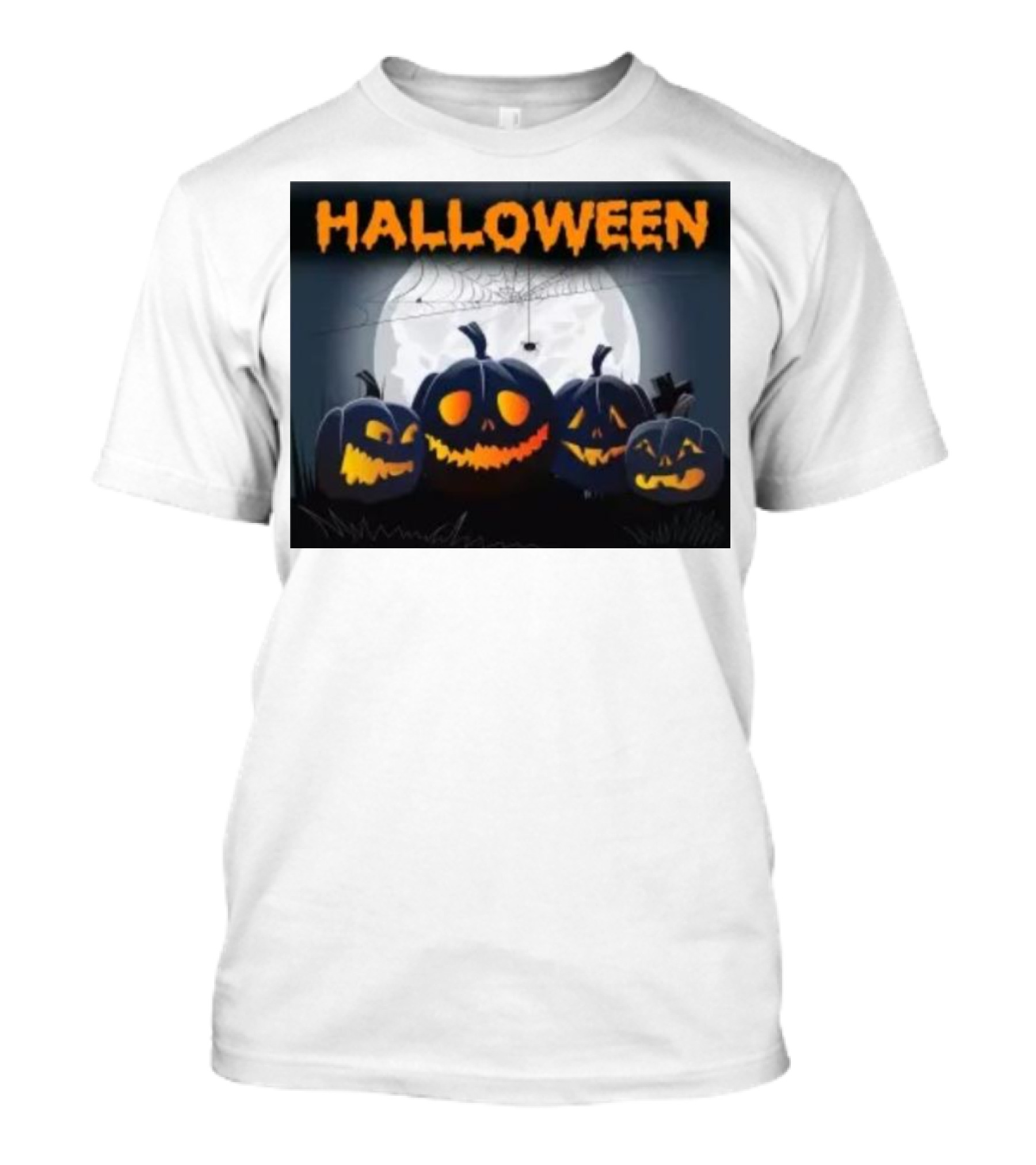 Halloween Horror Pumpkin Picture Moonlit Night Scene T-Shirt