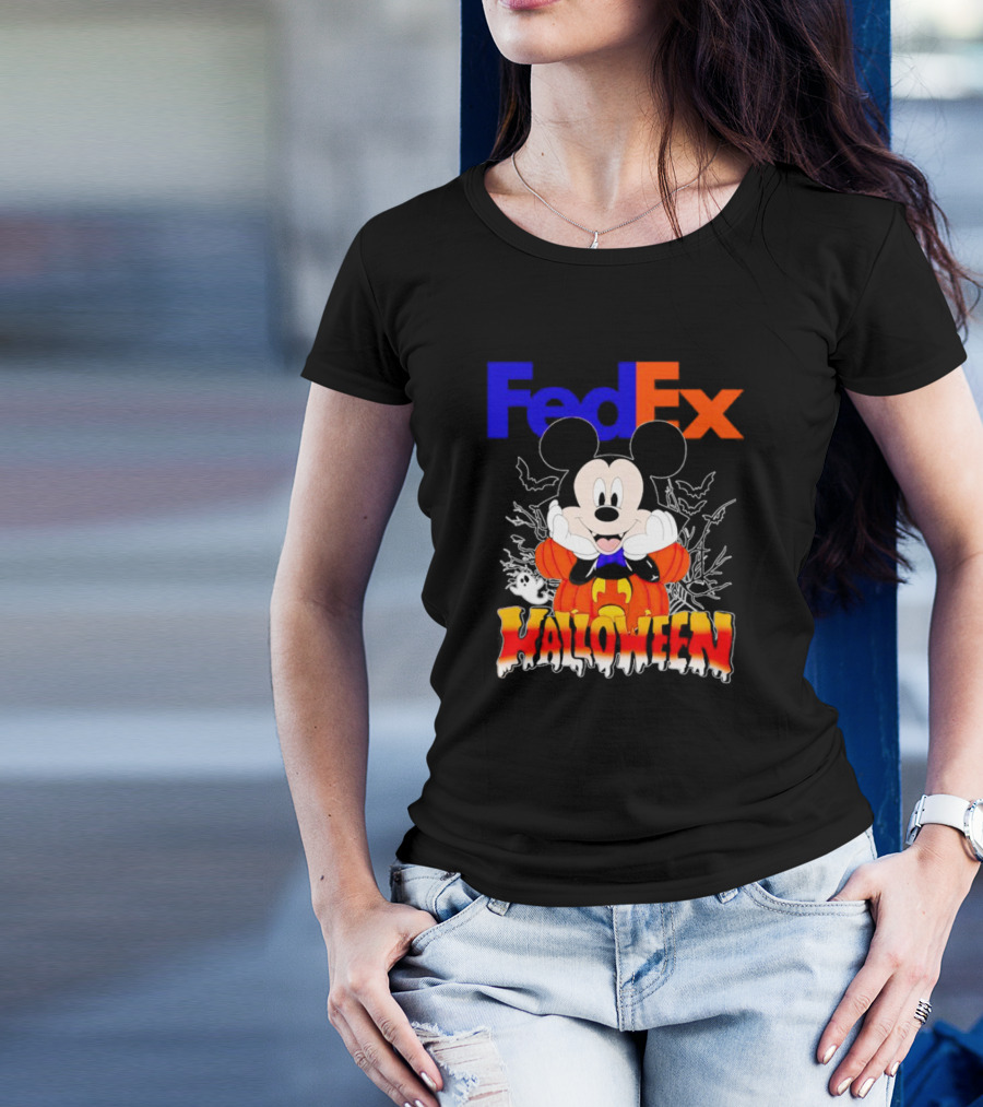 FedEx Mickey Mouse Halloween Pumpkin T-Shirt