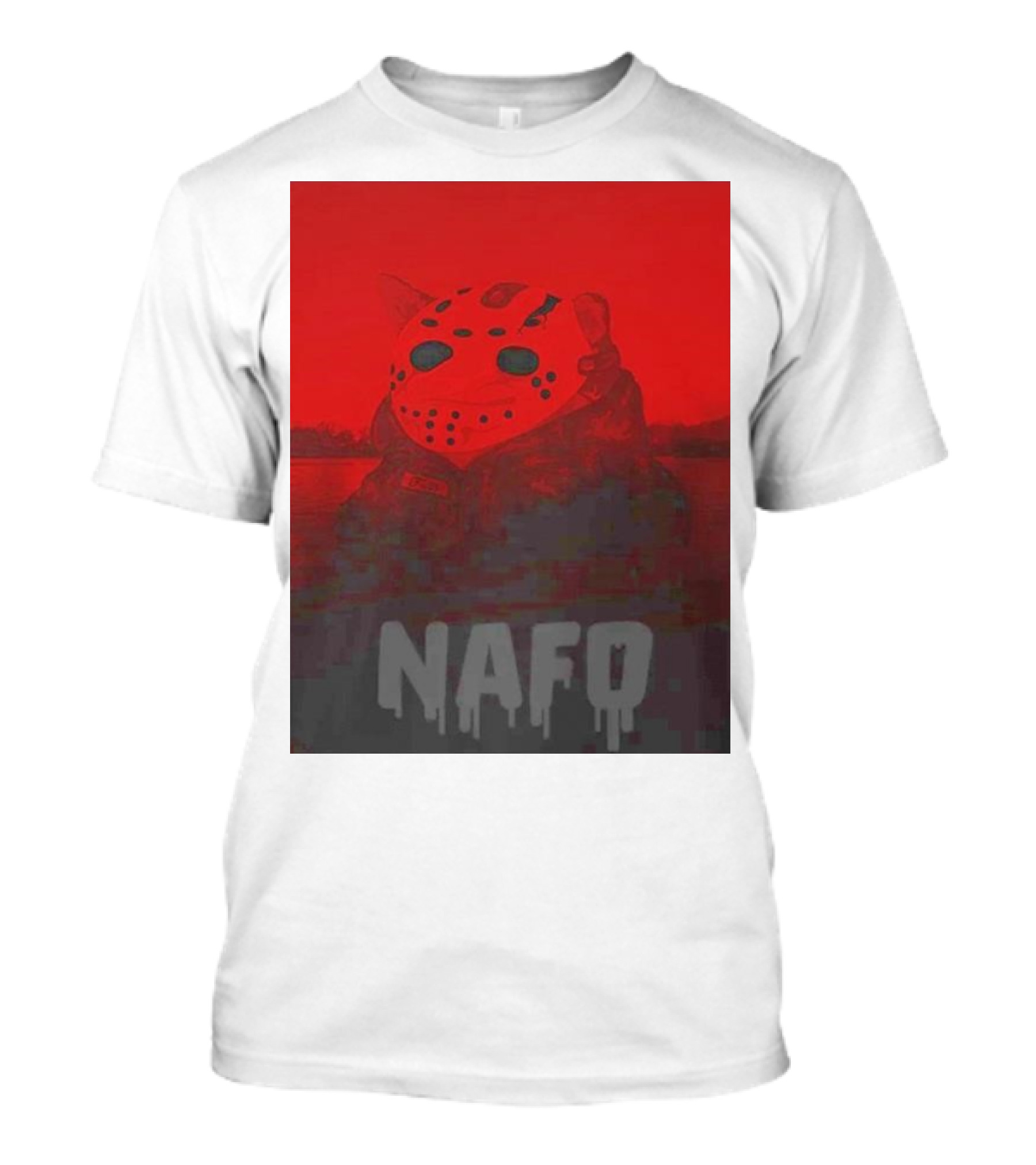 NAFO Camp Fella Lake Horror Mask Cat T-Shirt