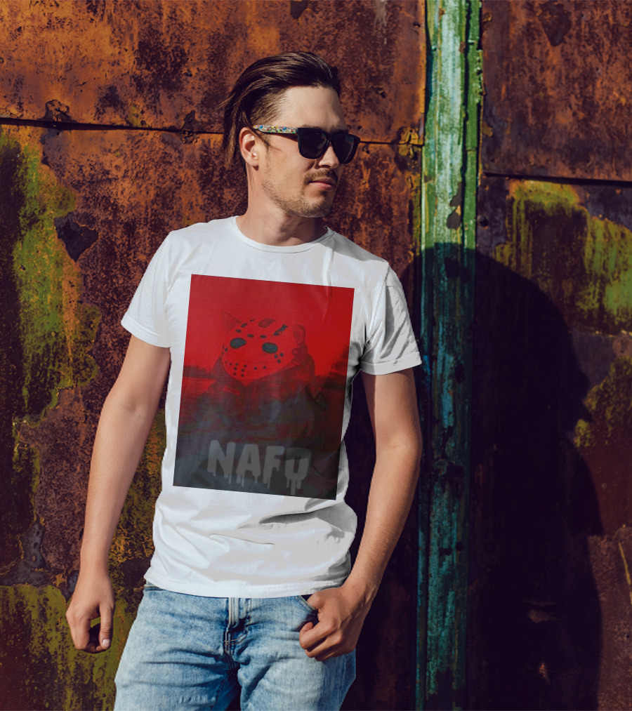 NAFO Camp Fella Lake Horror Mask Cat T-Shirt
