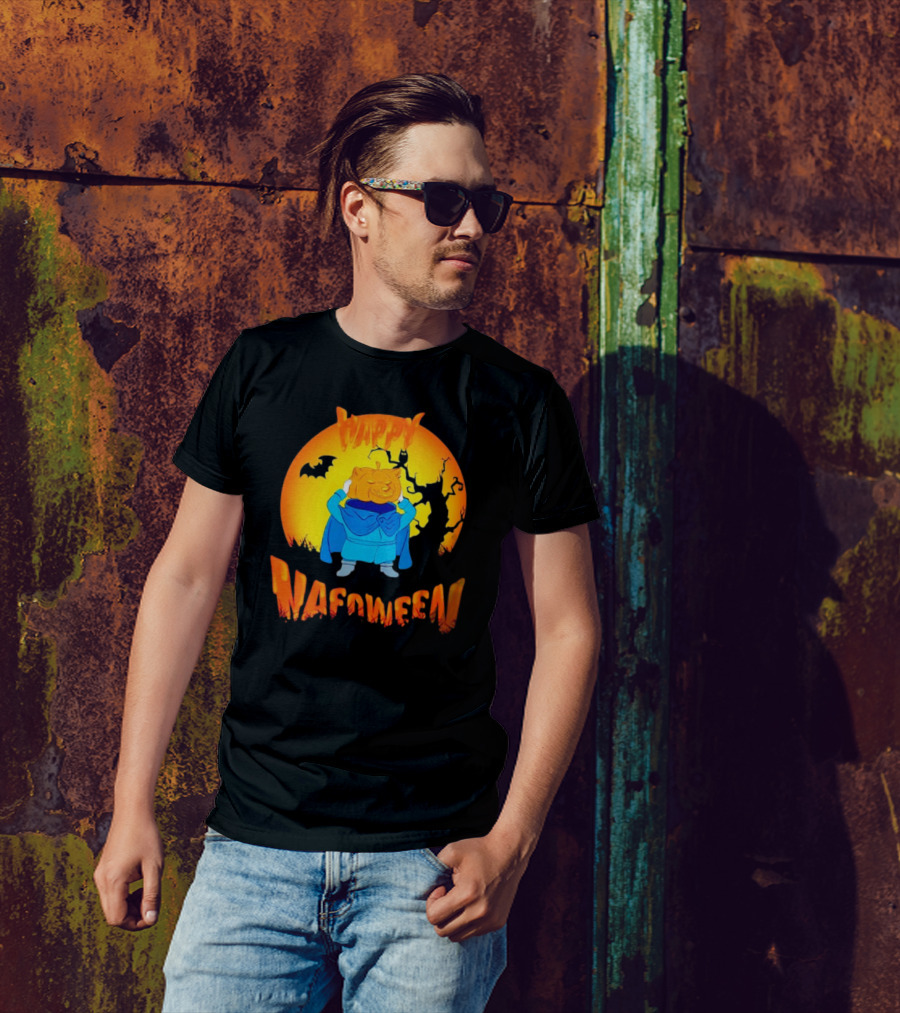 Happy NAFOween Pumpkin Rider With Spooky Moon And Bat T-Shirt
