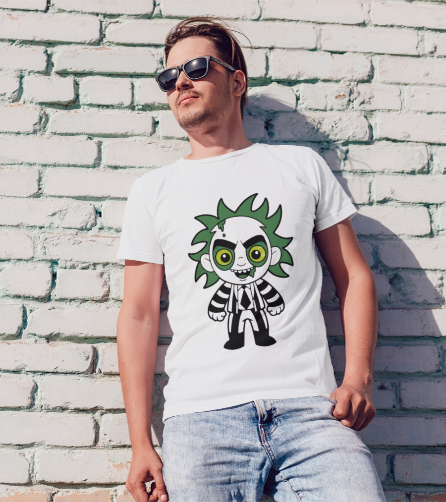 Beetlejuice Chibi Halloween Creepy Green Hair Character T-Shirt