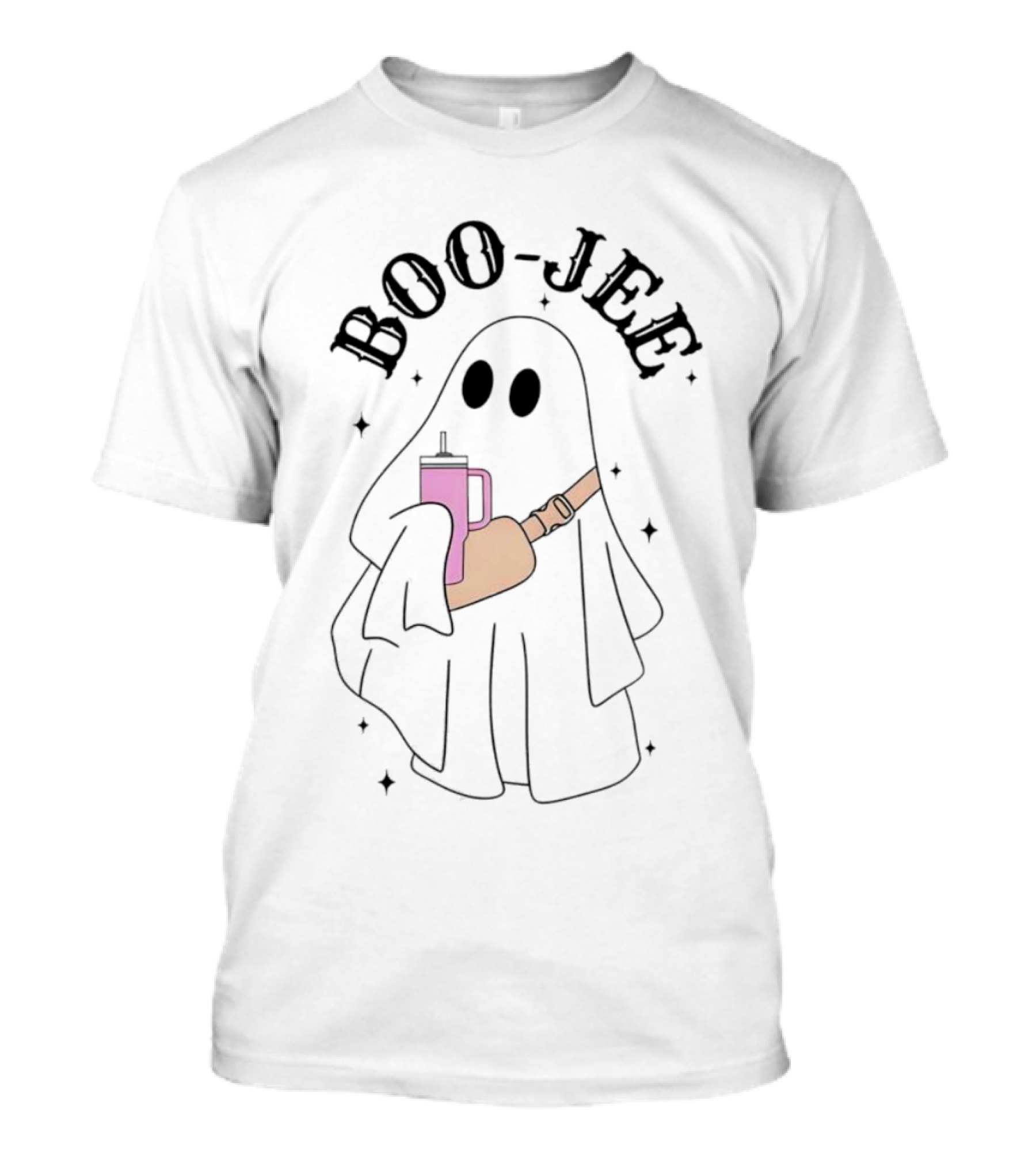 Boo Jee Halloween Ghost With Drink And Hat T-Shirt