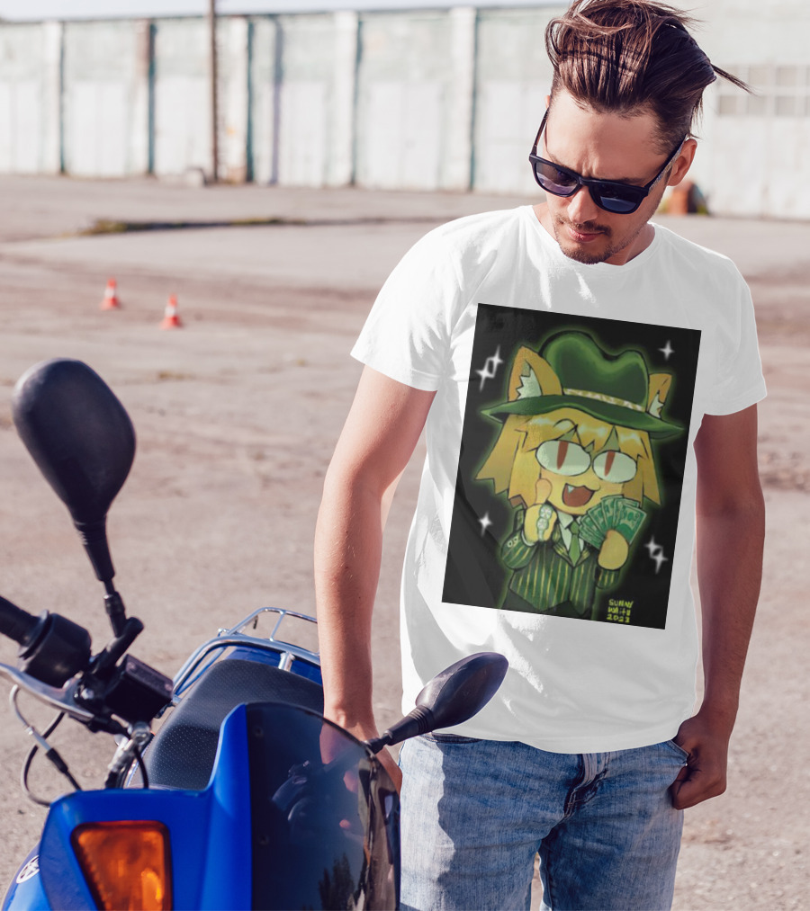 Gangster Neco-Arc Money Cartoon Style Green Suit Hat Cash Sparkles T-Shirt