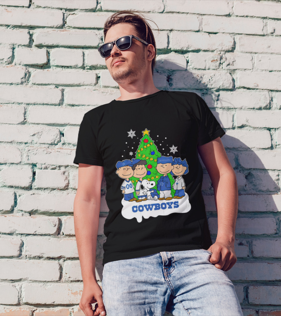 Peanuts Characters Dallas Cowboys Christmas Tree Cowboys T-Shirt