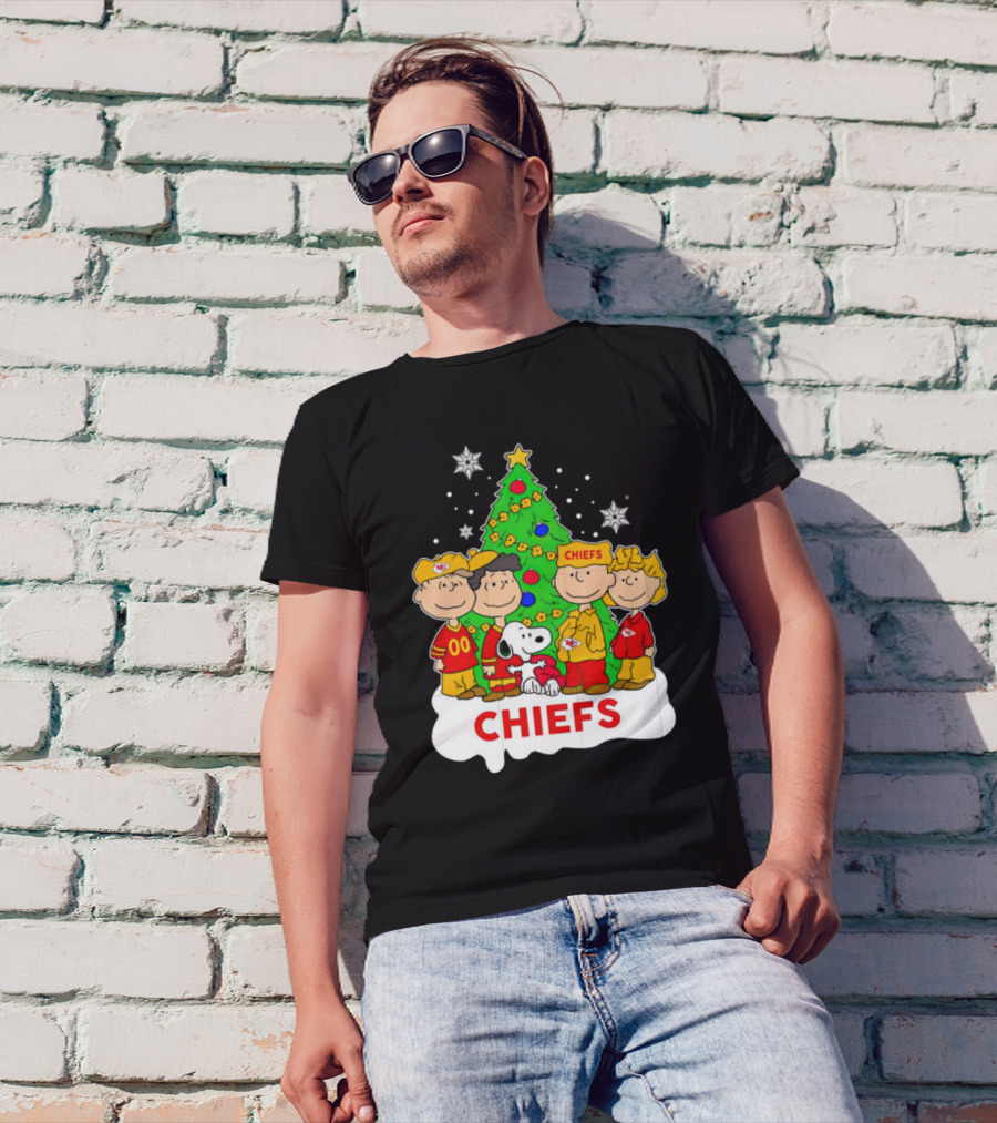 Peanuts Characters Chiefs Christmas Tree T-Shirt