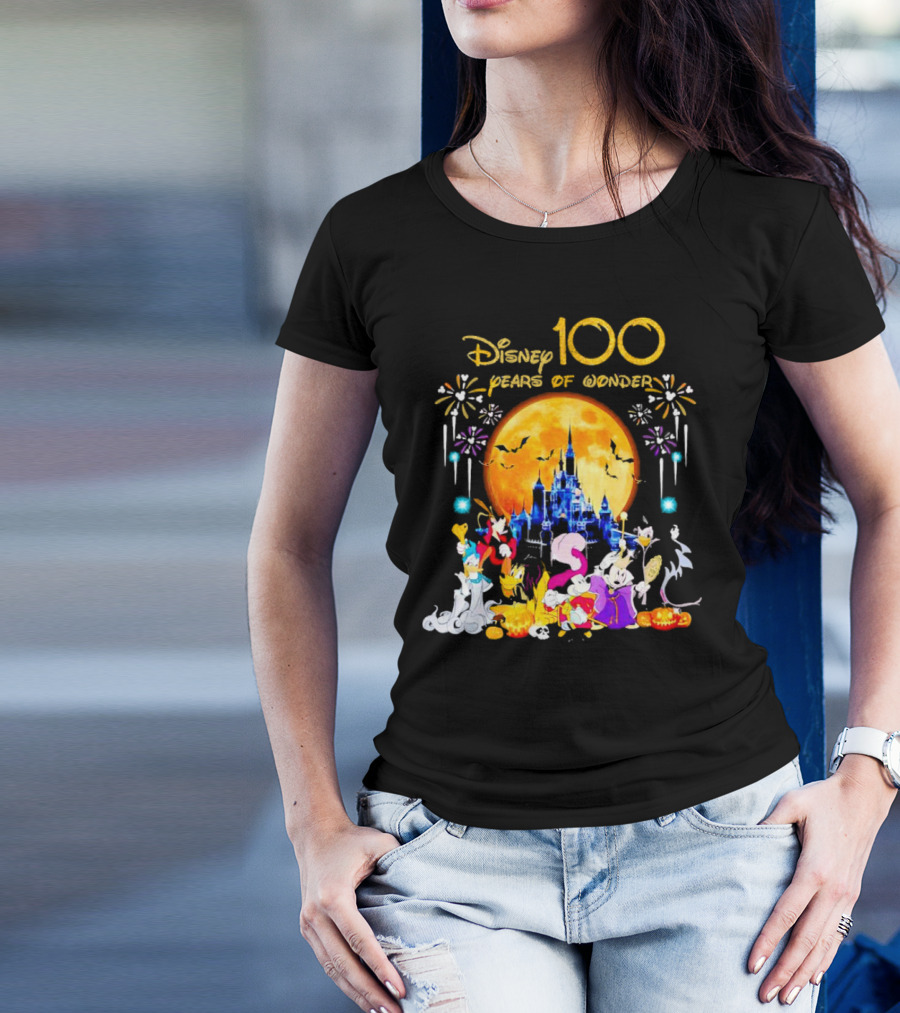 Disney 100 Years Of Wonder Halloween Castle And Characters T-Shirt