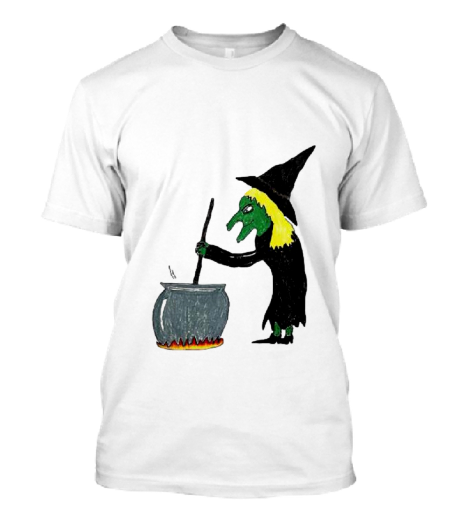 Witch Girl Dinner Cauldron Cooking Green Witch Hat T-Shirt