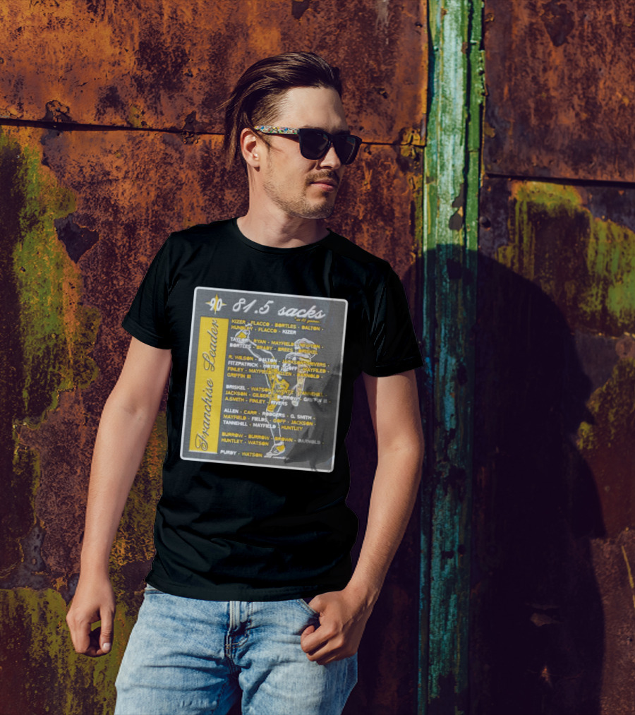 Steelers Franchise Leader 81.5 Sacks Featuring Player List T-Shirt