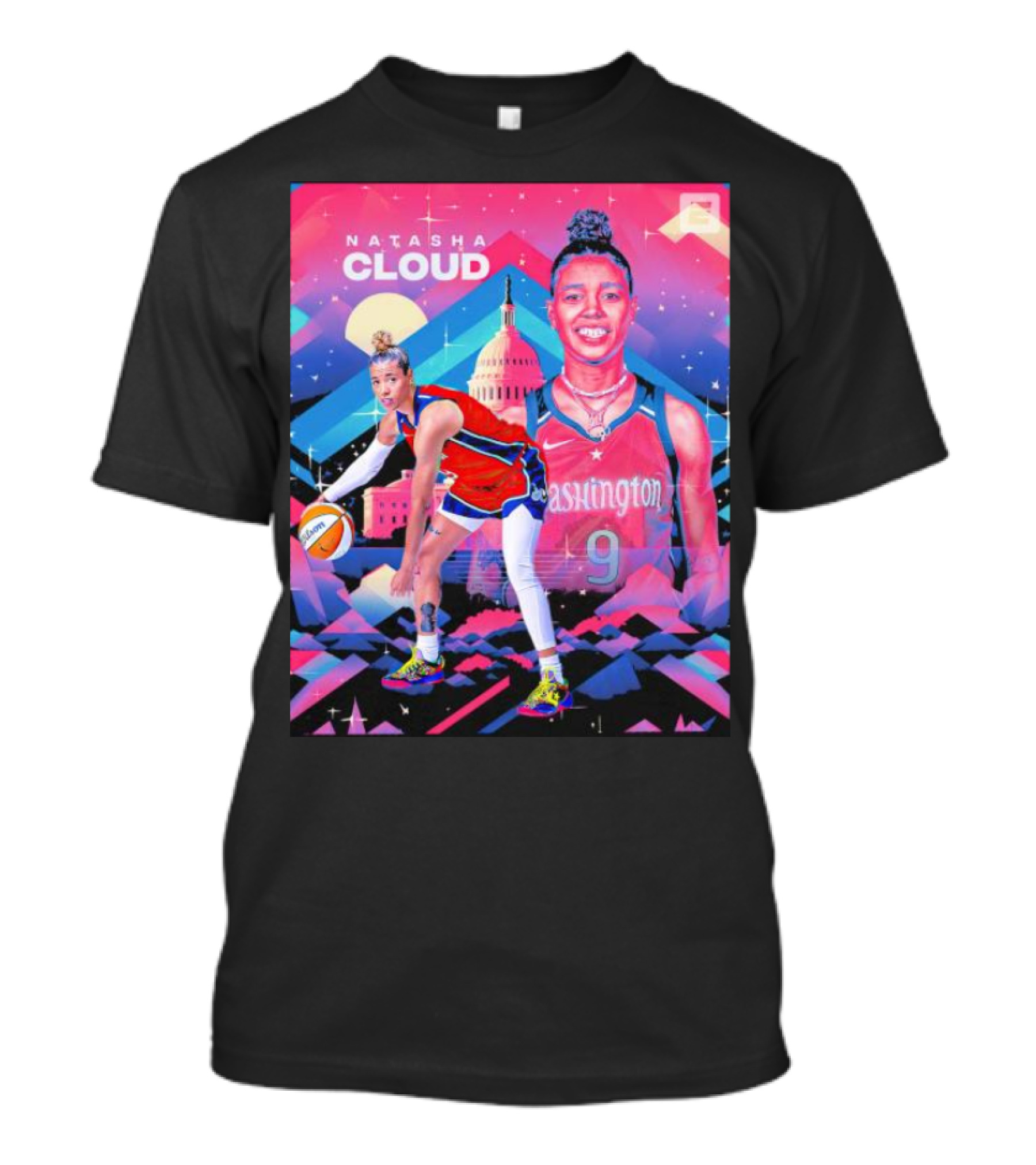 Natasha Cloud Washington Mystics Basketball 9 Capital Skyline T-Shirt