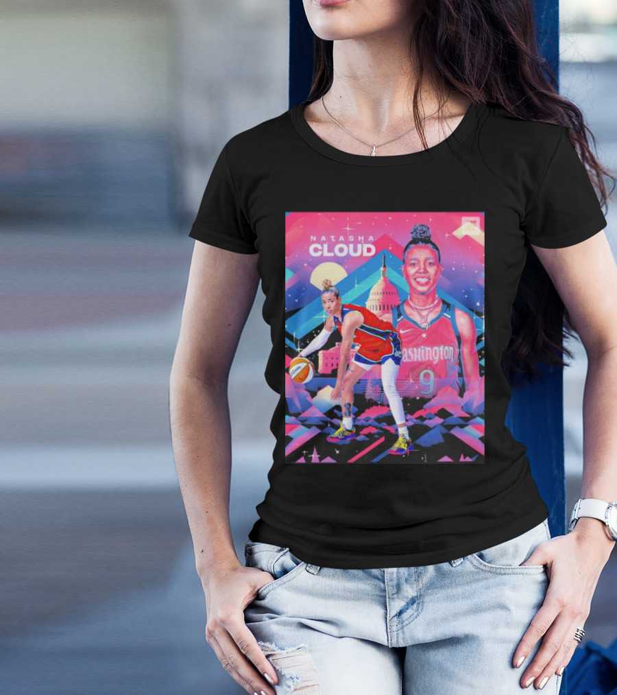 Natasha Cloud Washington Mystics Basketball 9 Capital Skyline T-Shirt