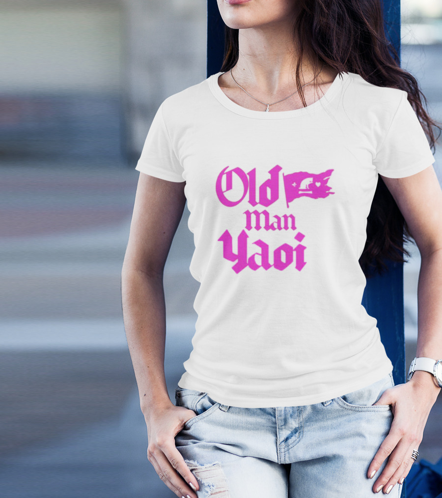 Old Man Yaoi Pink Gothic Text T-Shirt