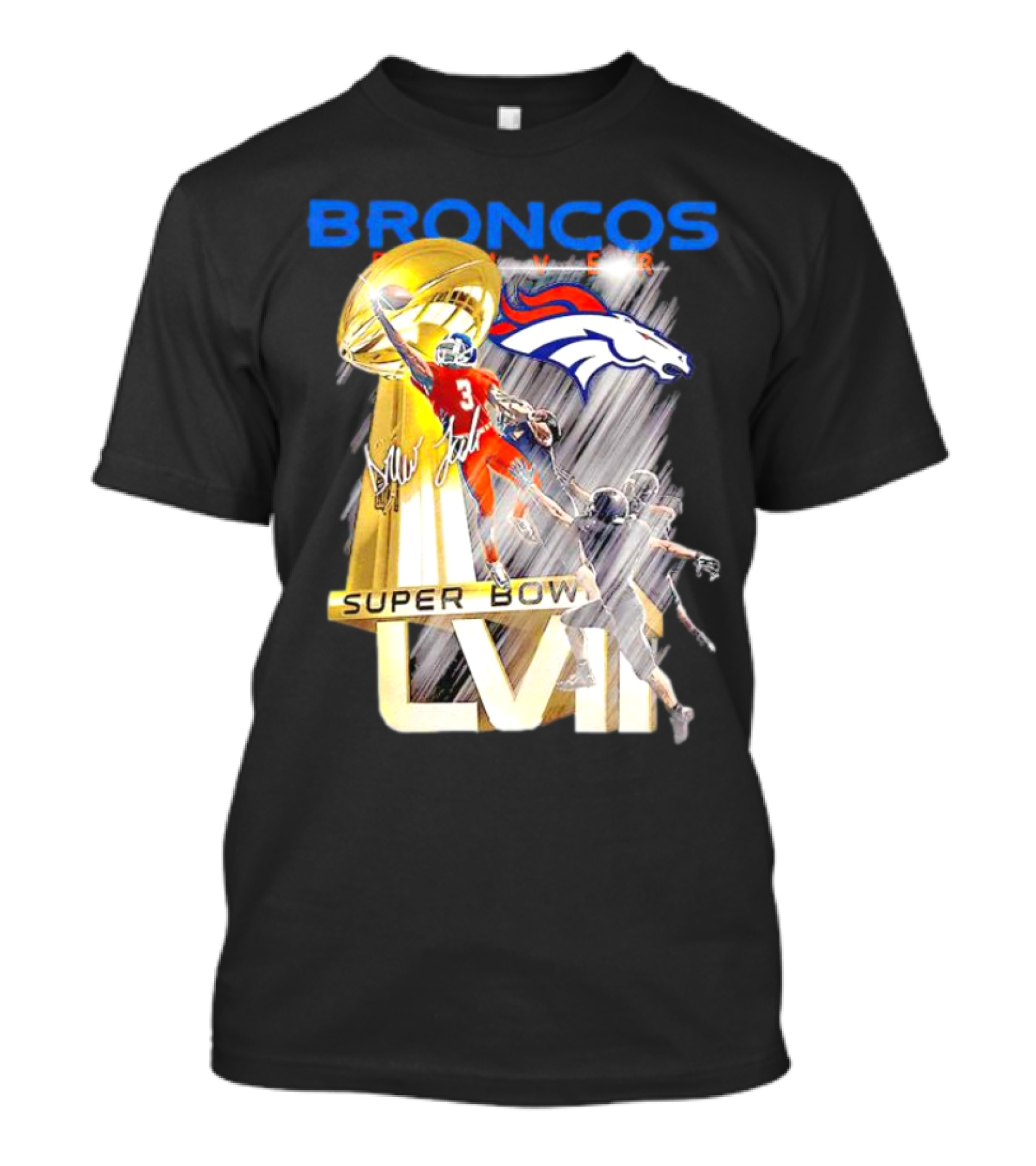 Broncos Denver Russell Wilson Super Bowl LVII Signature T-Shirt