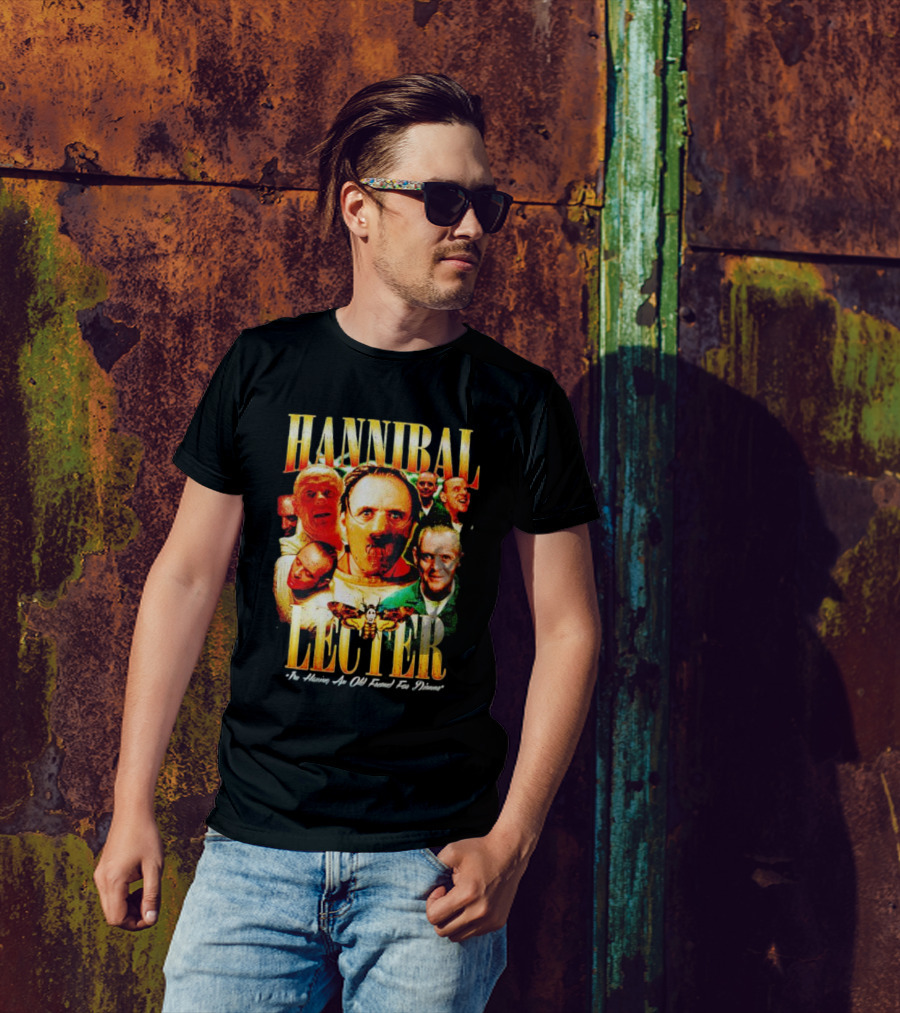 Hannibal Lecter I'm Having An Old Friend For Dinner With Multiple Faces And Moth T-Shirt