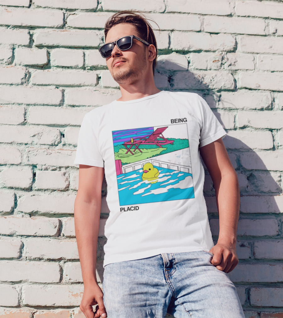 Being Placid Duck Pool Lounger Scene T-Shirt