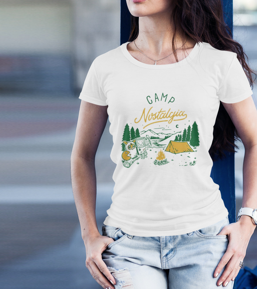 Camp Nostalgia Campfire Tent Forest Night Scene T-Shirt