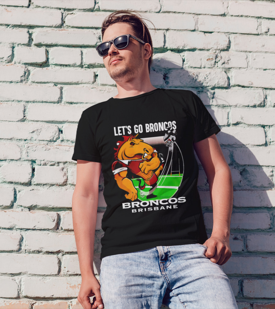 Let’s Go Broncos Brisbane NRL Football Mascot Kick T-Shirt
