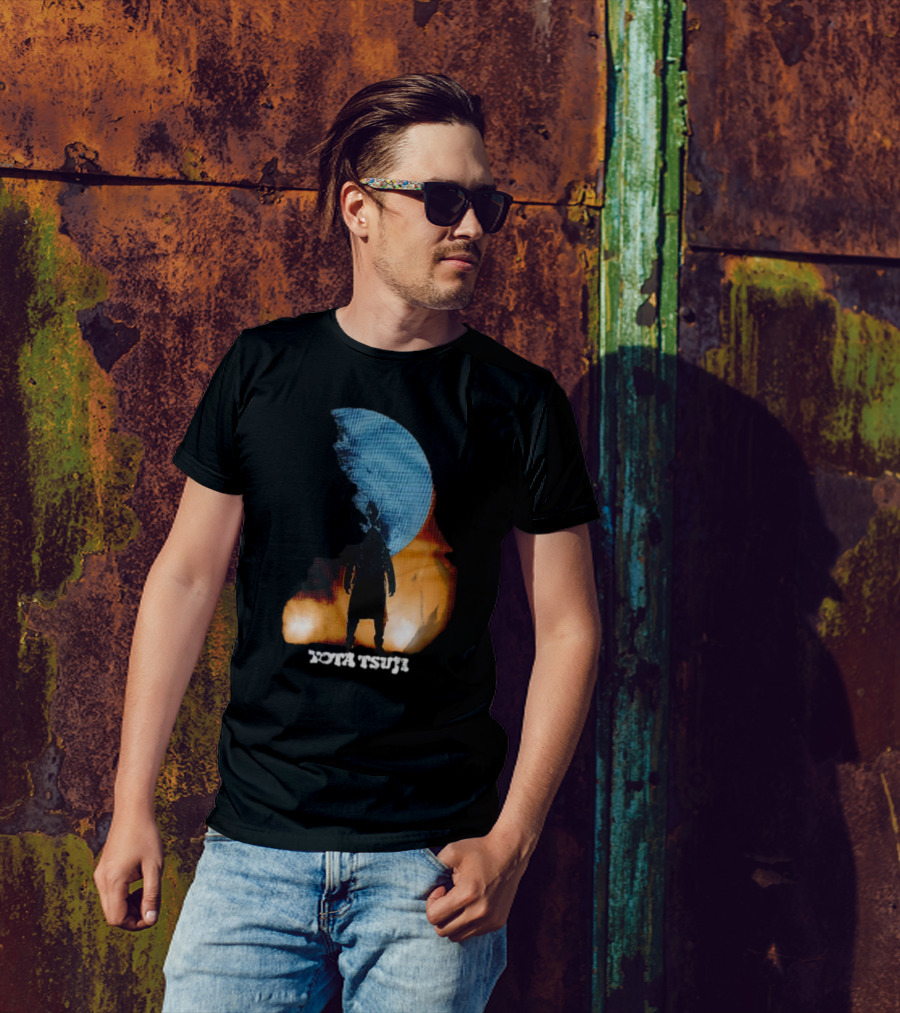 Yota Tsuji Moonrise Silhouette Against Orange And Blue Sky T-Shirt