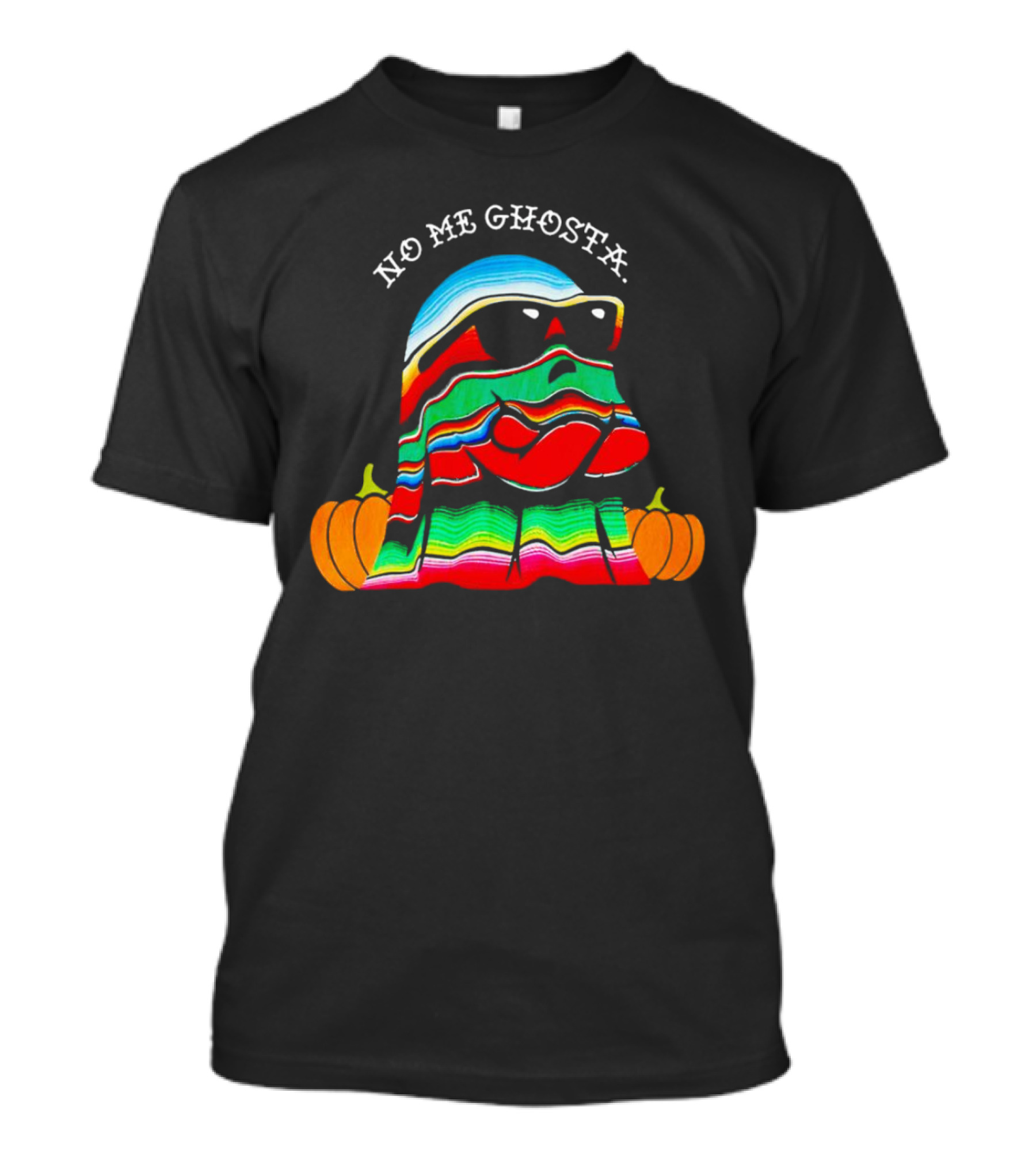 No Me Ghosta Ghost Wearing Sunglasses With Pumpkins Halloween T-Shirt