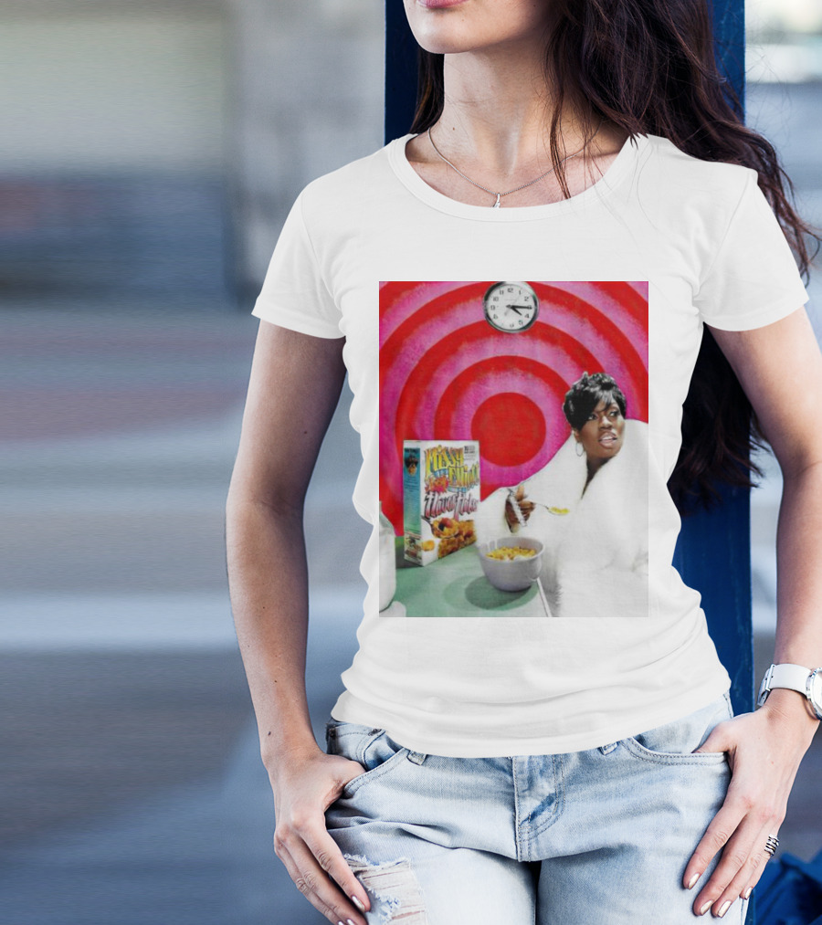 Missy Elliott Flav•O•Fleks Cereal With Red Spiral Clock Background T-Shirt