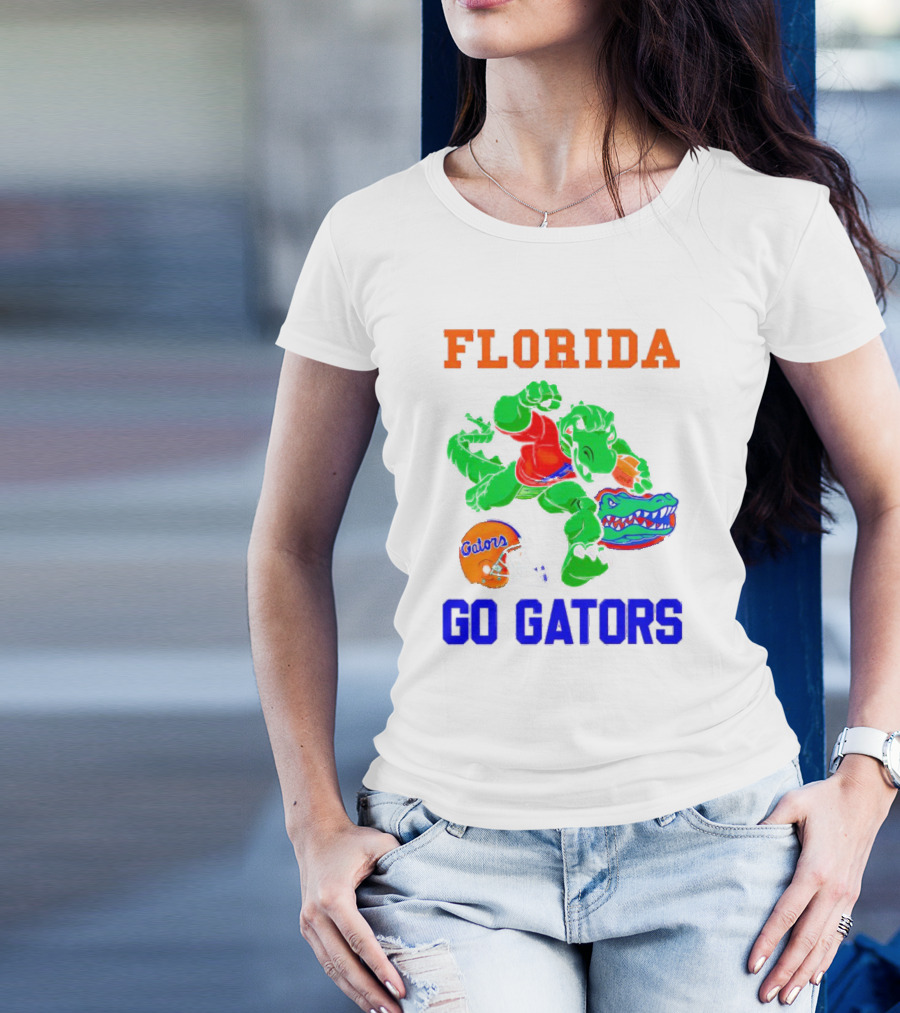 Florida Gators Go Gators Football Alligator With Gators Helmet T-Shirt