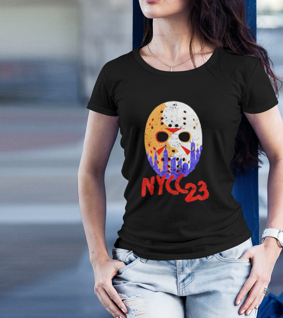 NYCC 23 Jason Voorhees Hockey Mask Skyline T-Shirt