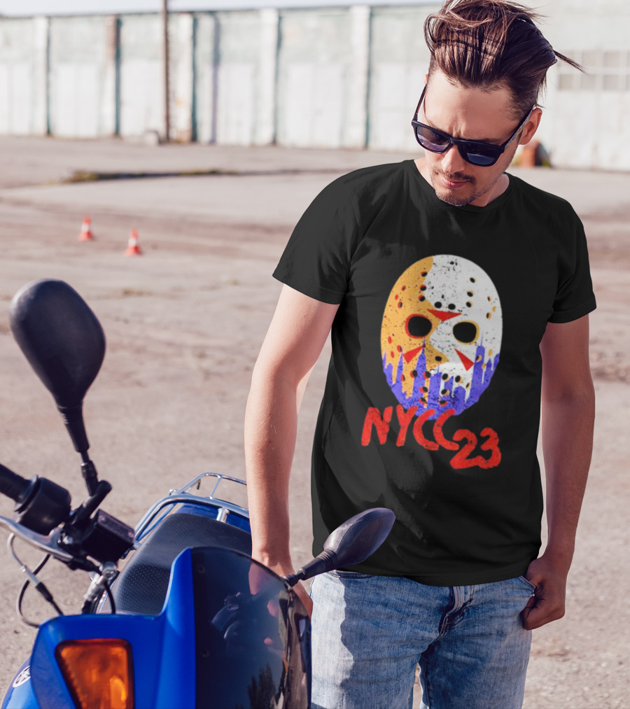 NYCC 23 Jason Voorhees Hockey Mask Skyline T-Shirt